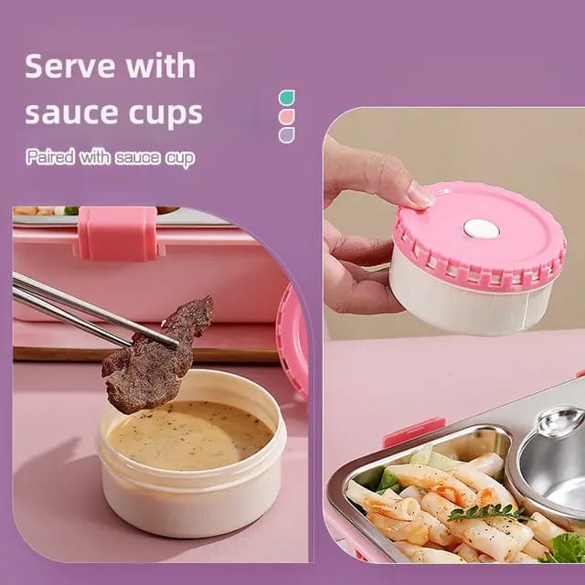 Bento Buddy 3 Compartment Stainless Steel Lunch Box with Bowl – For Solid Food