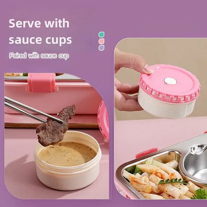 Bento Buddy 3 Compartment Stainless Steel Lunch Box with Bowl – For Solid Food